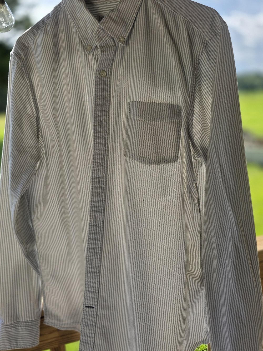GAP Blue & White Vertical Stripe Button-Up Shirt